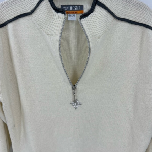 Meister Sport collection quarter zip snowflake wool blend sweater L - Picture 7 of 10